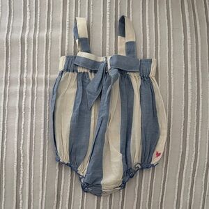 Pink Chicken Blue and Cream Striped Jumpsuit